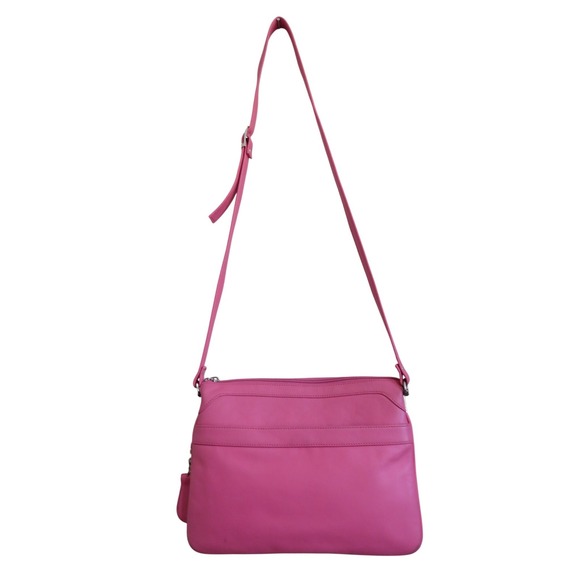 Vintage Gianni Bernini Pink Faux Leather Crossbody Shoulder Bag + Key FOB - Picture 3 of 9